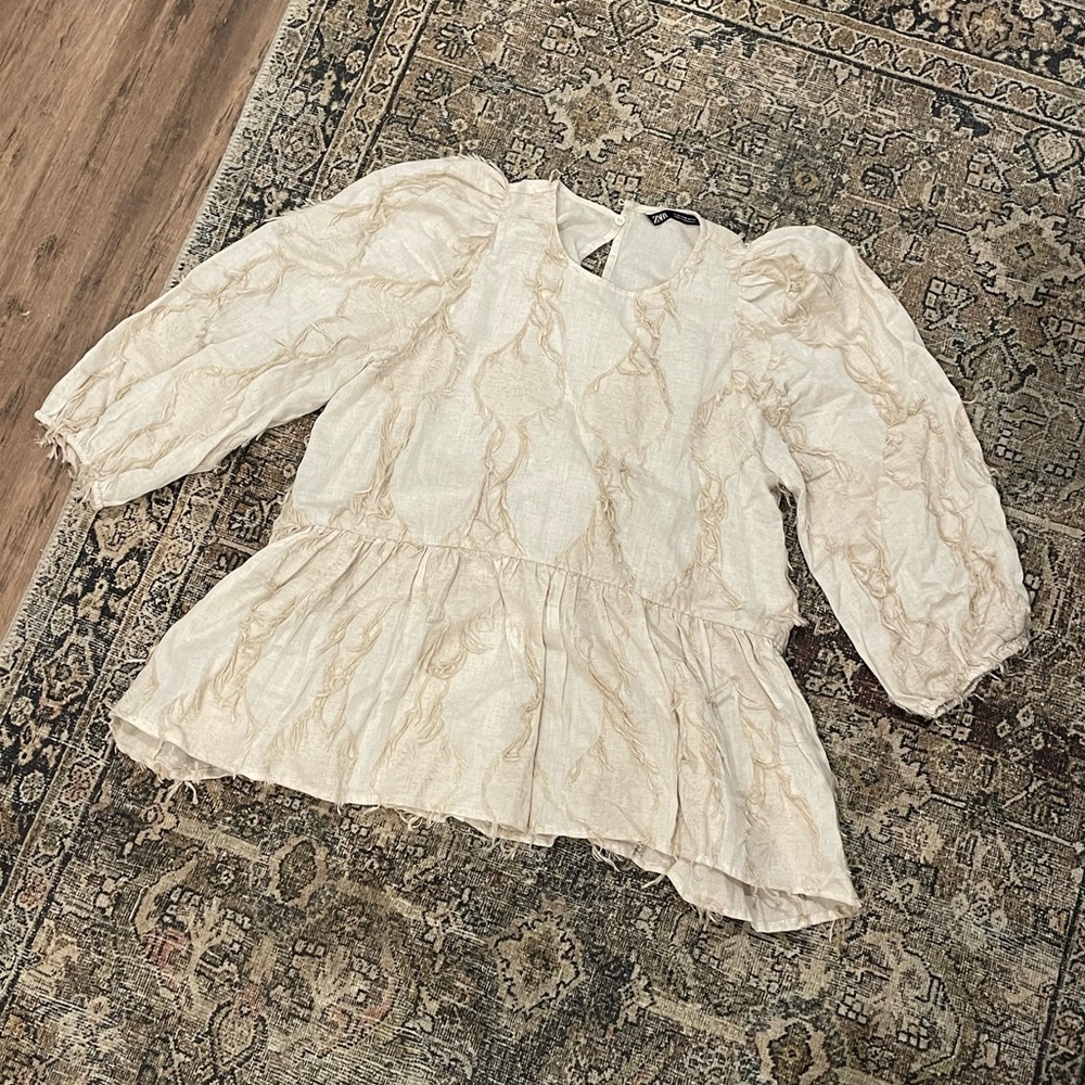 Zara linen fringe top
